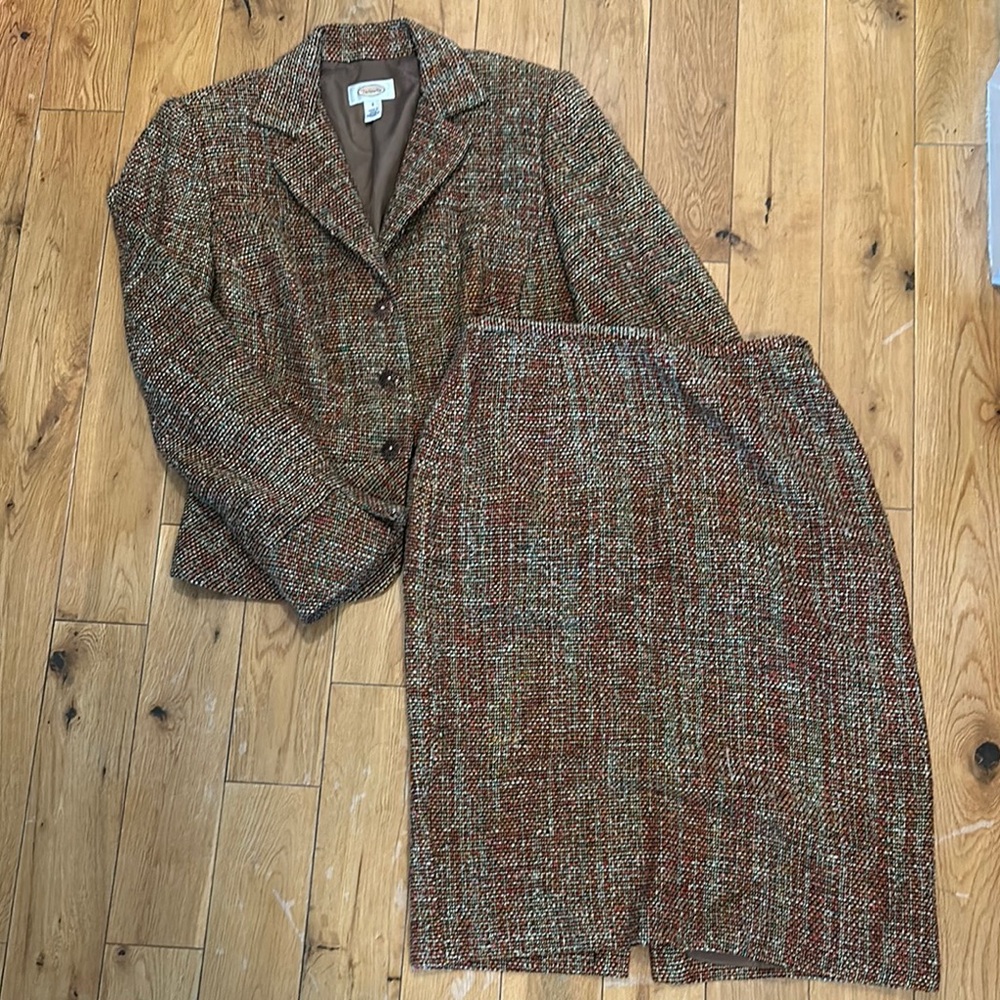 Autumn Tweed Talbots Skirt Suit